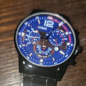 Men's Blue and Black Chronograph Watch
